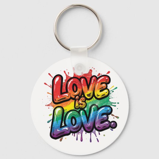 Love Is Love - 虹色のプライド 引用アート  キーホルダー (正面)