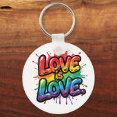 Love Is Love - 虹色のプライド 引用アート  キーホルダー (正面)