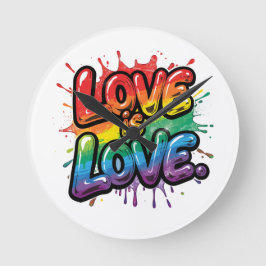 Love Is Love - 虹色のプライド 引用アート  ラウンド壁時計