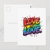 Love Is Love - 虹色のプライド 引用符 アート ポストカード (正面/裏面)