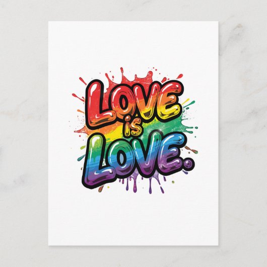Love Is Love - 虹色のプライド 引用符 アート ポストカード (正面)