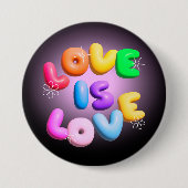 Love Is Love 3D レインボープライドボタン 缶バッジ (正面)
