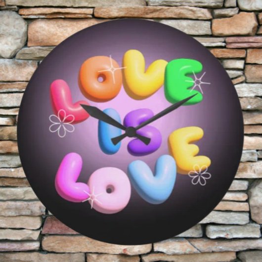 Love Is Love 3D レインボー プライド ウォールクロック