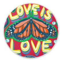 Love is Love Butterfly Ceramic Knob