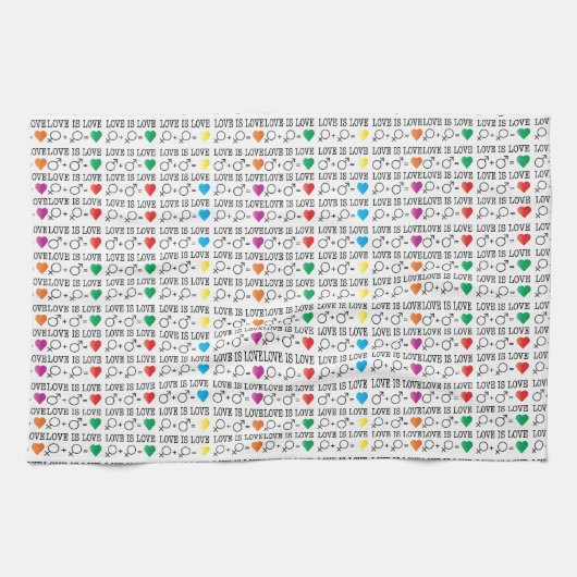 LOVE is LOVE equality引用文in rainbow colors キッチンタオル (横)