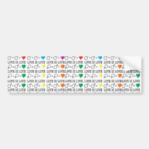 LOVE is LOVE equality引用文in rainbow colors バンパーステッカー