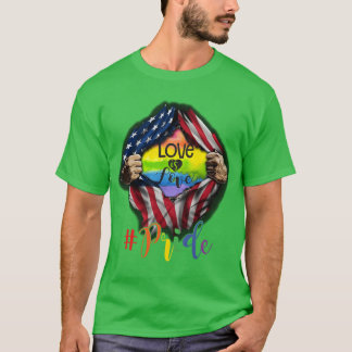 Love is Love Pride LGBT Supports American Flag boy Tシャツ