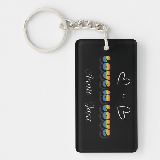 Love is Love Rainbow LGBTQ Acrylic Keychain キーホルダー (正面)