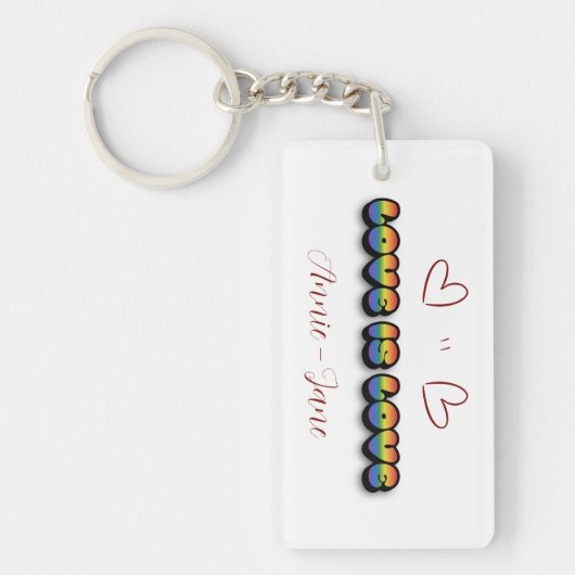 Love is Love Rainbow LGBTQ Acrylic Keychain キーホルダー (正面)