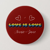 Love is Love Rainbow LGBTQ Button 缶バッジ (正面)