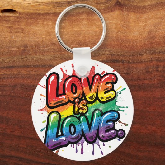 Love Is Love - Rainbow Pride Quote Art  キーホルダー (裏面)