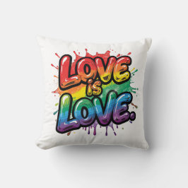 Love Is Love - Rainbow Pride Quote Art  クッション