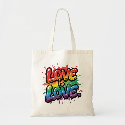 Love Is Love - Rainbow Pride Quote Art  トートバッグ (正面)