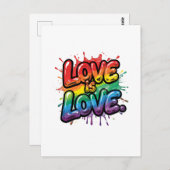 Love Is Love - Rainbow Pride Quote Art ポストカード (正面/裏面)
