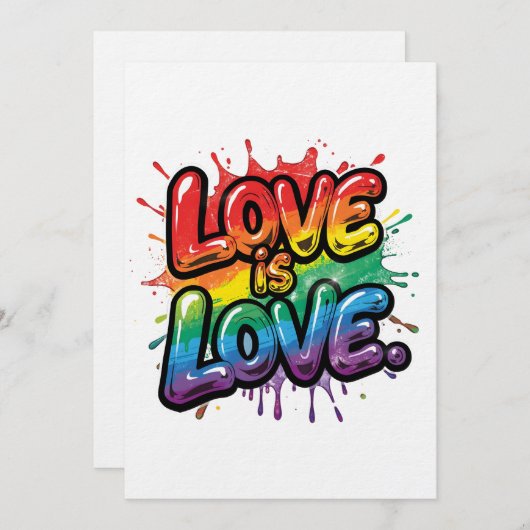 Love Is Love - Rainbow Pride Quote Art  招待状 (正面/裏面)