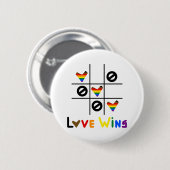 Love Is Love Tic Tac Toe Rainbow Pride Flag LGBTQ+ 缶バッジ (正面&裏面)