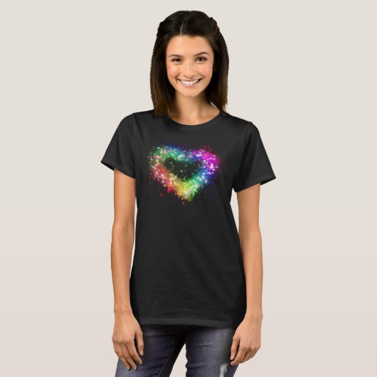 Love is love Valentine spray paint rainbow heart Tシャツ (正面フル)