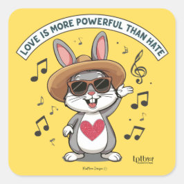 LOVE IS MORE POWERFUL THAN HATE BUNNY STICKERS スクエアシール