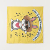 LOVE IS MORE POWERFUL THAN HATE BUNNY TAPESTRY タペストリー (正面(横))