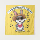 LOVE IS MORE POWERFUL THAN HATE BUNNY TAPESTRY タペストリー (正面)