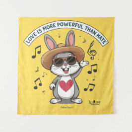 LOVE IS MORE POWERFUL THAN HATE BUNNY TAPESTRY タペストリー
