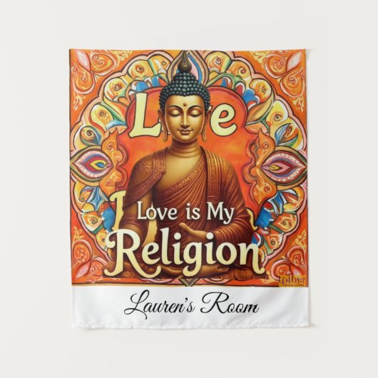 LOVE IS MY RELIGION WALL ART TAPESTRY タペストリー (正面)