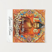 LOVE IS MY RELIGION WALL ART TAPESTRY タペストリー (正面(横))