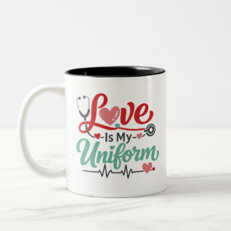 Love Is My Uniform Nurse ツートーンマグカップ