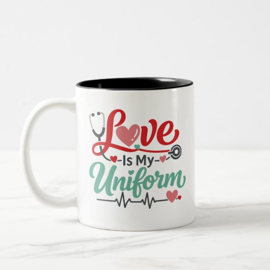 Love Is My Uniform Nurse ツートーンマグカップ (左)