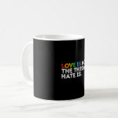 Love is not the threat hate is lgbtq rainbow コーヒーマグカップ (正面左)