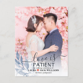 Love is Patent Blue Leafの結婚延期された写真 案内ポストカード