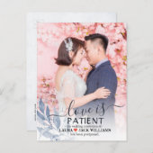 Love is Patent Blue Leafの結婚延期された写真 案内ポストカード (正面/裏面)