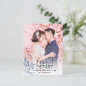 Love is Patent Blue Leafの結婚延期された写真 案内ポストカード (スタンド正面)