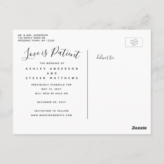 Love is Patent Script Photo 結婚's Expended ポストカード (裏面)