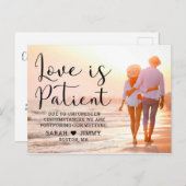 Love is Patient モダン Black Script Photo ポストカード (正面/裏面)