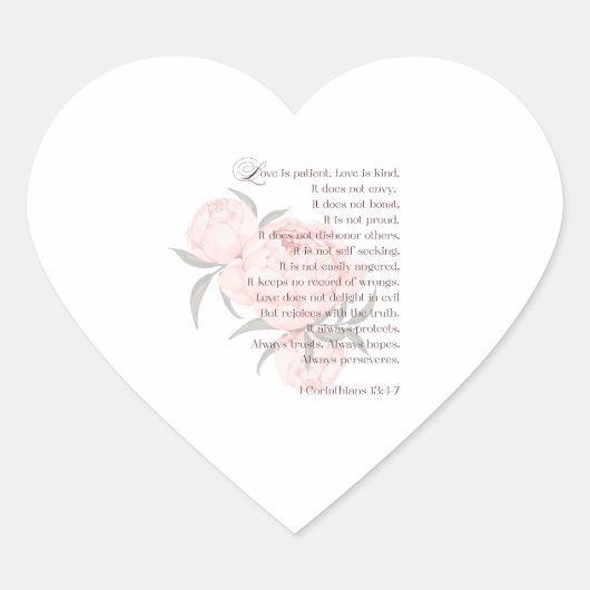 Love Is Patient -聖なる書物、 経典結婚のはがき ハートシール (正面)