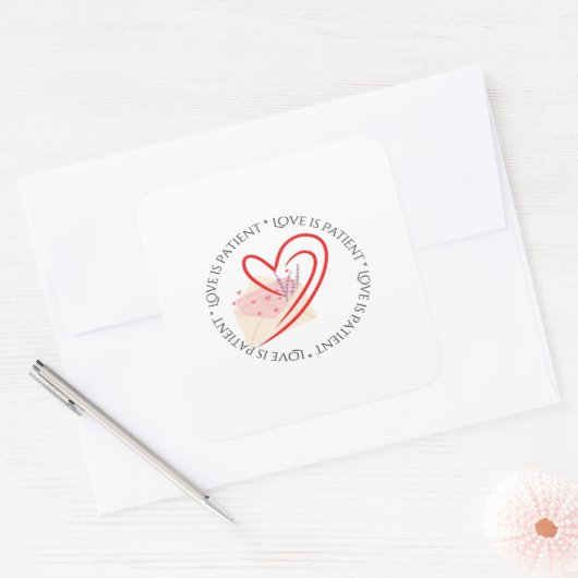 Love Is Patient Clean Aesthetic  スクエアシール (封筒)