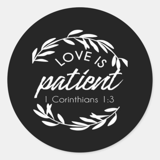 Love Is Patient Corinthians Scripture Minimal Desi ラウンドシール (正面)