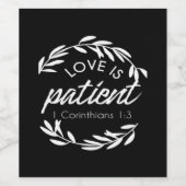 Love Is Patient Corinthians Scripture Minimal Desi ワインラベル (シングルラベル)