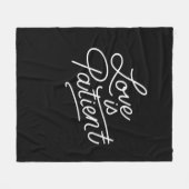 Love Is Patient Corinthians Scripture Typography C フリースブランケット (正面(横))