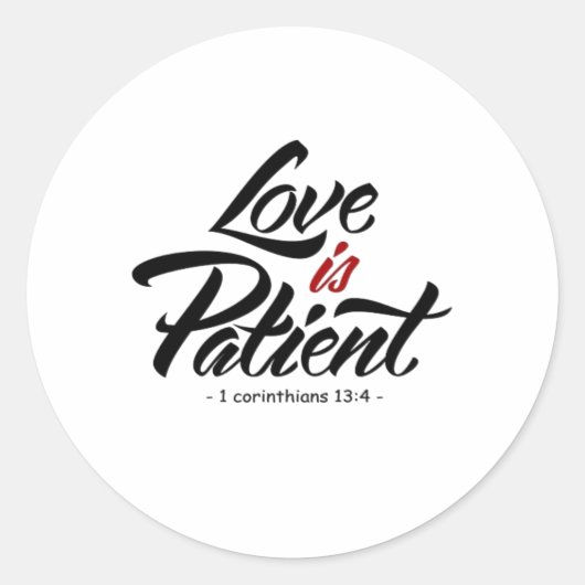 Love Is Patient Hand Lettering Artistic Design  ラウンドシール (正面)