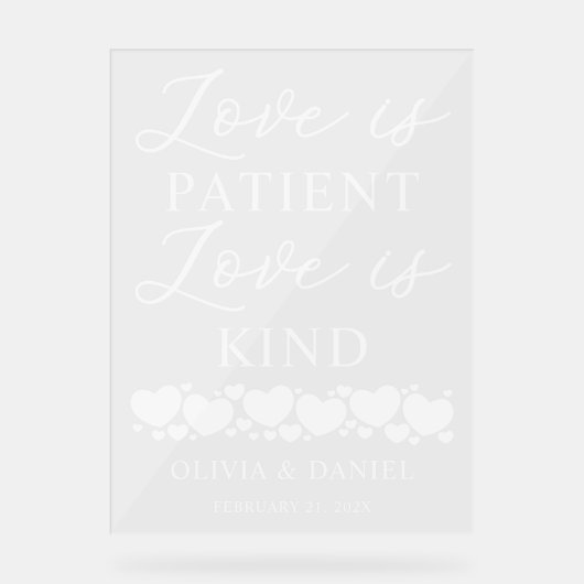 Love is Patient, Love is Kind Custom Wedding アクリルサイン (正面)