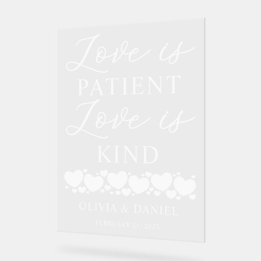 Love is Patient, Love is Kind Custom Wedding アクリルサイン (傾斜)