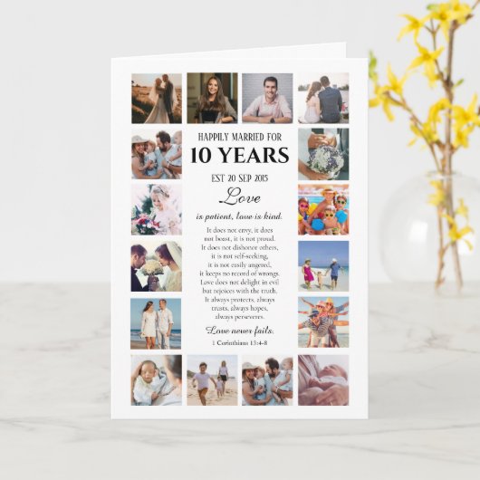 Love Is Patient Milestone Anniversary Photo カード (黄色い花)