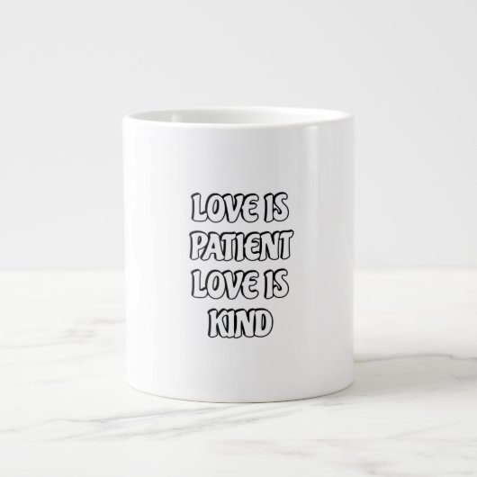 Love Is Patient Simple Design  ジャンボコーヒーマグカップ (正面)