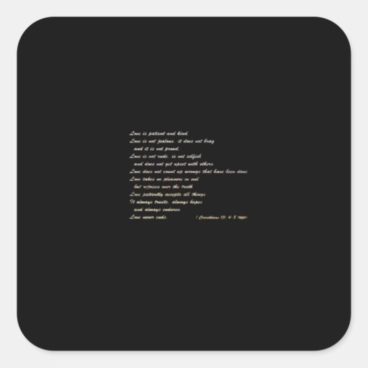 Love Is Patient Simple Inspirational Design  スクエアシール (正面)