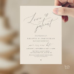 “Love Is Patient” Wedding Change the date announce 招待状<br><div class="desc">Share your updated wedding plans with grace using this elegant wedding postponement announcement card. Featuring the heartfelt phrase “Love Is Patient” in flowing calligraphy paired with refined minimalist typography, this design offers a beautiful and thoughtful way to inform guests of your new celebration date. Perfect for couples who appreciate timeless,...</div>