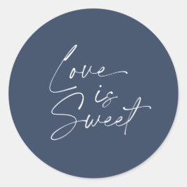 Love is Sweet'結婚s Sticker – ネイビー&ホワイト ラウンドシール