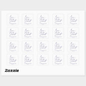 Love is Sweet'結婚s Sticker – ホワイト&ネイビー スクエアシール (シート)