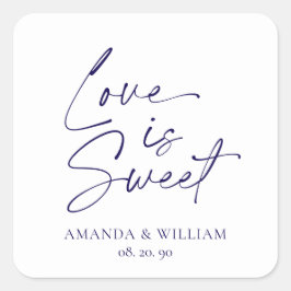 Love is Sweet'結婚s Sticker – ホワイト&ネイビー スクエアシール